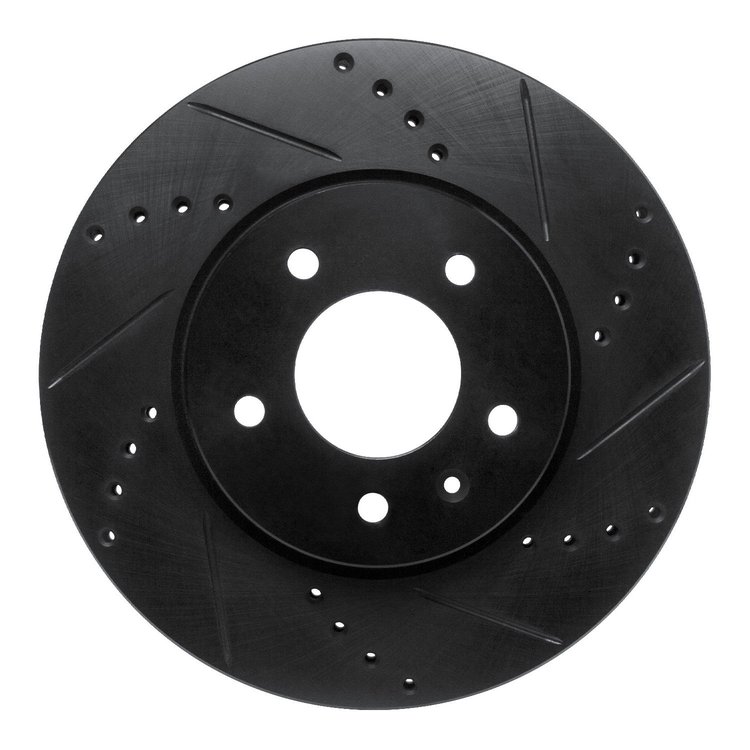 E-Line Drilled & Slotted Black Brake Rotor, 2007-2015 GM, Position: Front Right