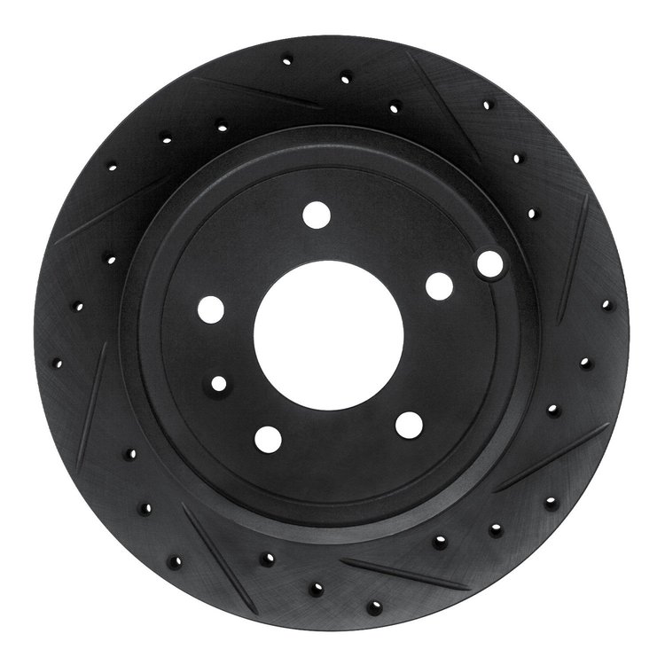 E-Line Drilled & Slotted Black Brake Rotor, 2007-2015 GM, Position: Rear Right