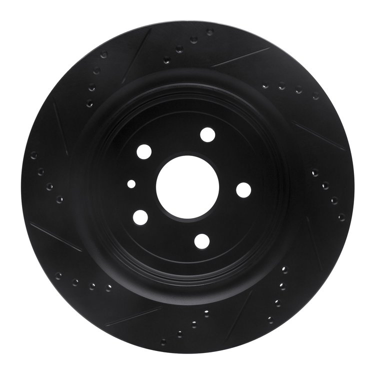 E-Line Drilled & Slotted Black Brake Rotor, Fits Select GM, Position: Rear Right