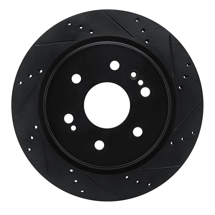 E-Line Drilled & Slotted Black Brake Rotor, Fits Select GM, Position: Rear Right