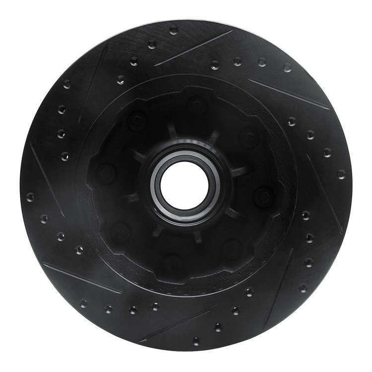 E-Line Drilled & Slotted Black Brake Rotor, 1971-1995 GM, Position: Front Right