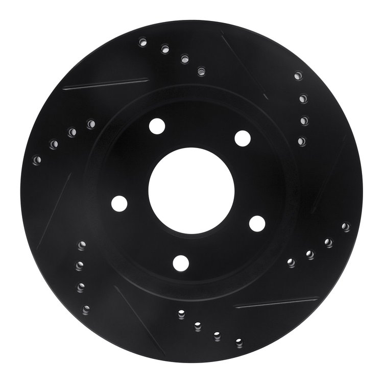 E-Line Drilled & Slotted Black Brake Rotor, 1979-1998 GM, Position: Front Left, Rear Left