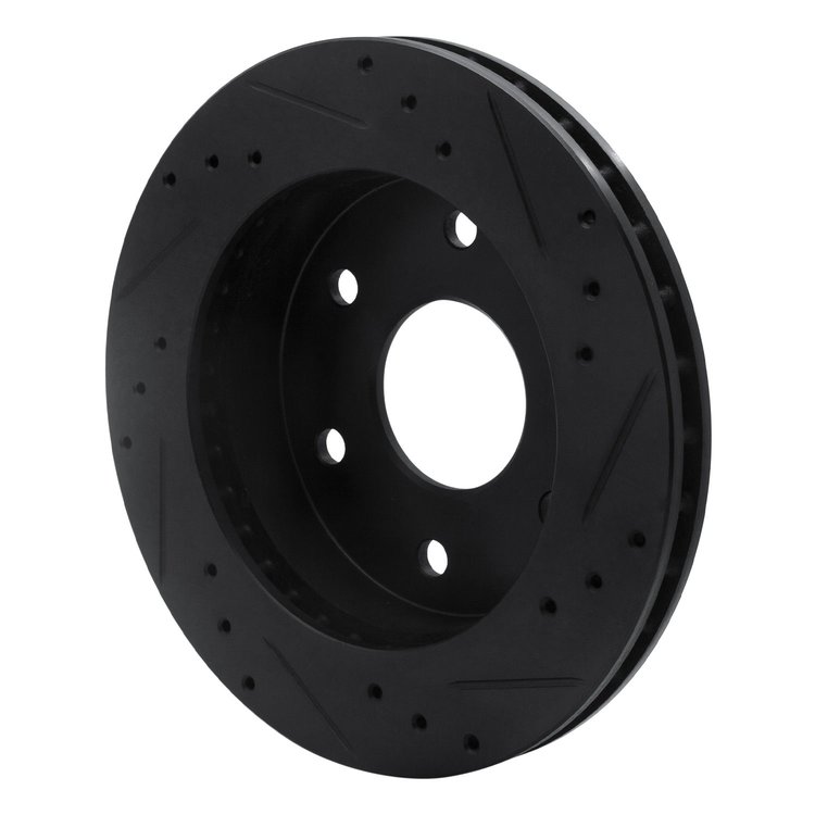 E-Line Drilled & Slotted Black Brake Rotor, 1988-1991 GM, Position: Front Left