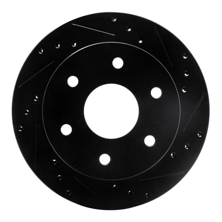 E-Line Drilled & Slotted Black Brake Rotor, 1988-1991 GM, Position: Front Right