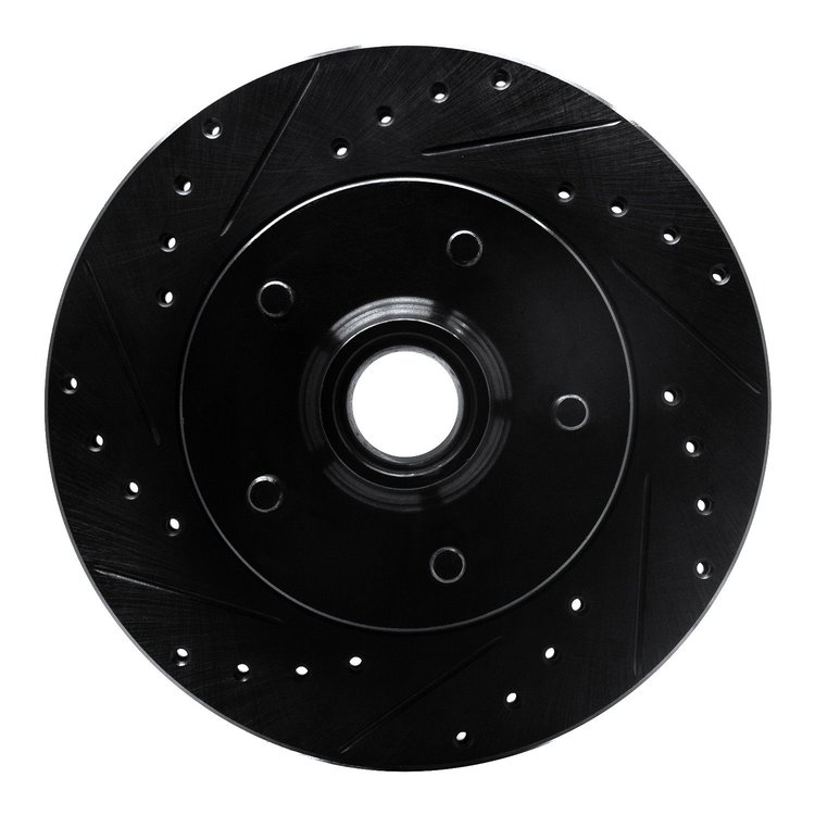 E-Line Drilled & Slotted Black Brake Rotor, 1988-1991 GM, Position: Front Left