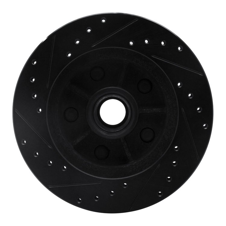 E-Line Drilled & Slotted Black Brake Rotor, 1988-1991 GM, Position: Front Right