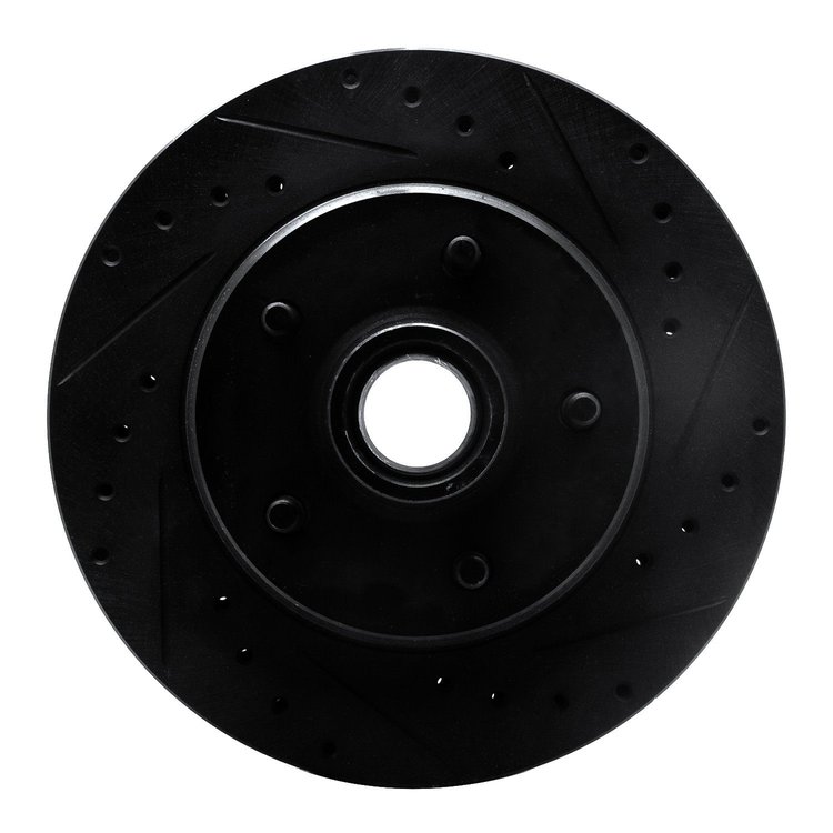 E-Line Drilled & Slotted Black Brake Rotor, 1990-2002 GM, Position: Front Right