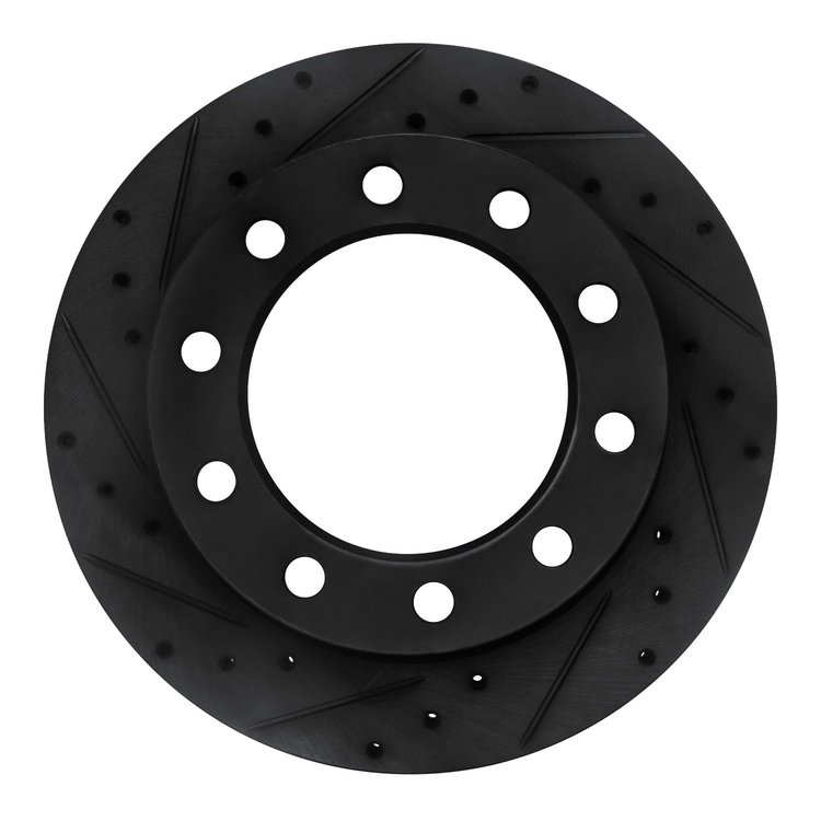 E-Line Drilled & Slotted Black Brake Rotor, 1976-2005 GM, Position: Front & Rear Left