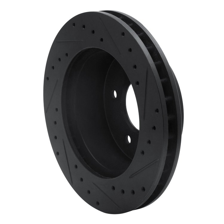 E-Line Drilled & Slotted Black Brake Rotor, 1990-2002 GM, Position: Front Left