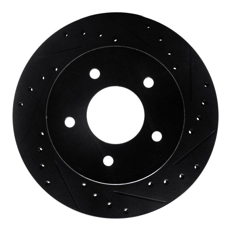 E-Line Drilled & Slotted Black Brake Rotor, 1990-2002 GM, Position: Front Right