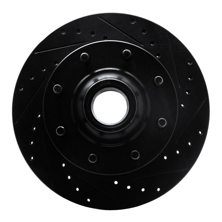 E-Line Drilled & Slotted Black Brake Rotor, 1993-1995 GM, Position: Front Right