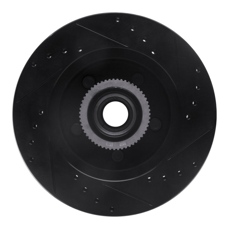 E-Line Drilled & Slotted Black Brake Rotor, 1992-2002 GM, Position: Front Left