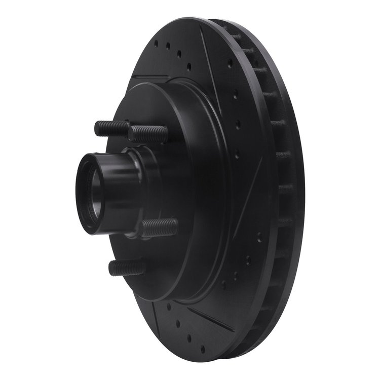 E-Line Drilled & Slotted Black Brake Rotor, 1992-2002 GM, Position: Front Right