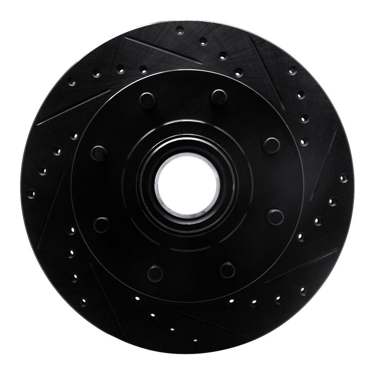 E-Line Drilled & Slotted Black Brake Rotor, 1992-2002 GM, Position: Front Right