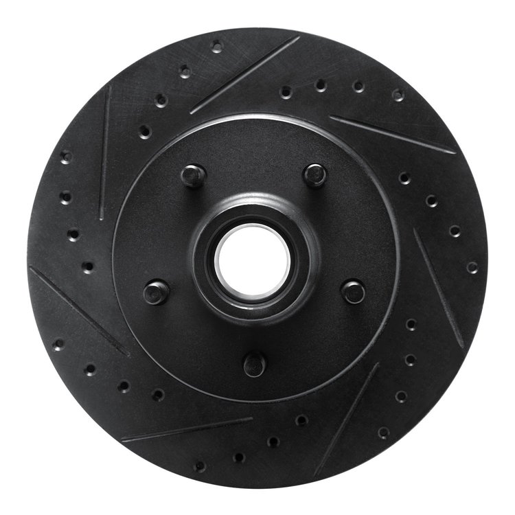 E-Line Drilled & Slotted Black Brake Rotor, 1993-1995 GM, Position: Front Left