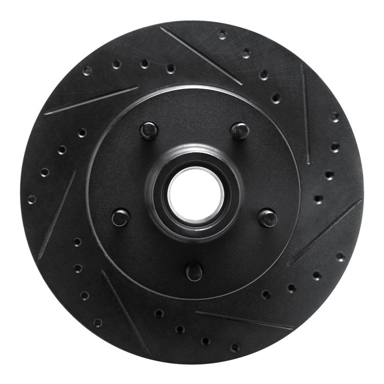 E-Line Drilled & Slotted Black Brake Rotor, 1993-1995 GM, Position: Front Right