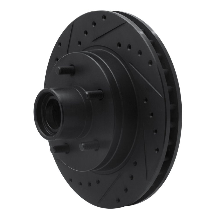 E-Line Drilled & Slotted Black Brake Rotor, 1993-1995 GM, Position: Front Left