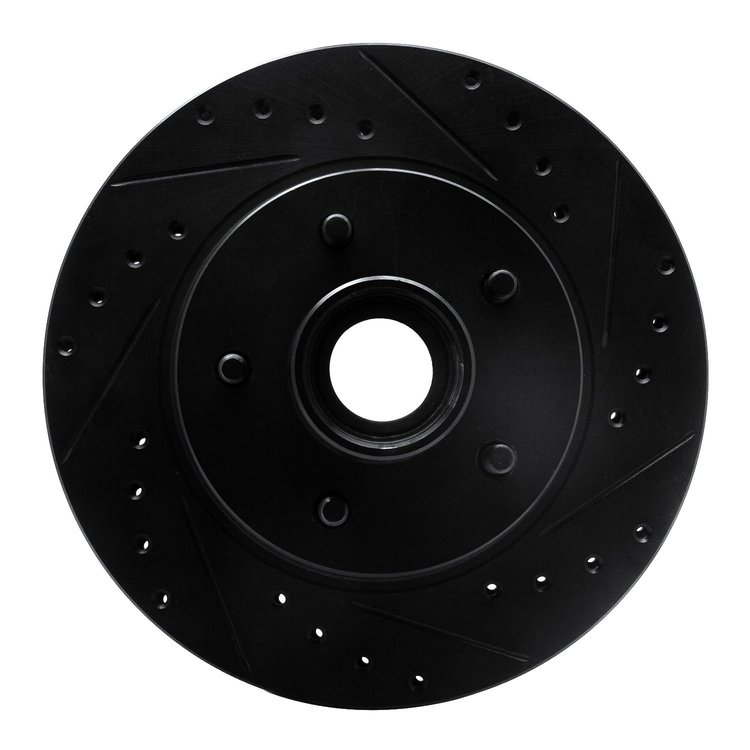 E-Line Drilled & Slotted Black Brake Rotor, 1993-1995 GM, Position: Front Right