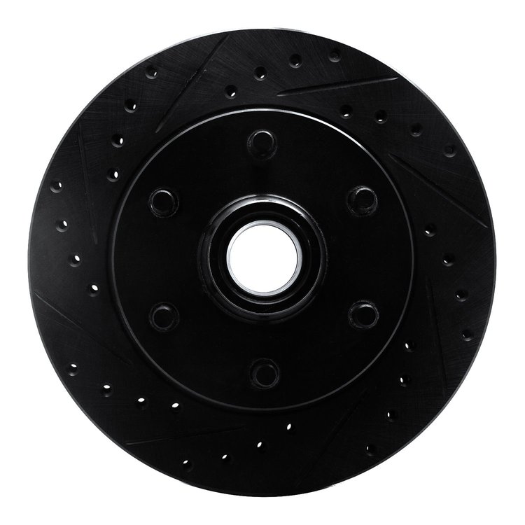E-Line Drilled & Slotted Black Brake Rotor, 1994-2002 GM, Position: Front Left