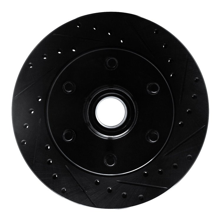 E-Line Drilled & Slotted Black Brake Rotor, 1994-2002 GM, Position: Front Right