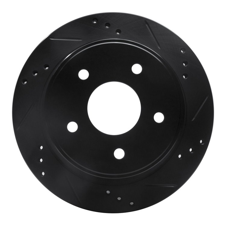 E-Line Drilled & Slotted Black Brake Rotor, 1997-2005 GM, Position: Rear Right