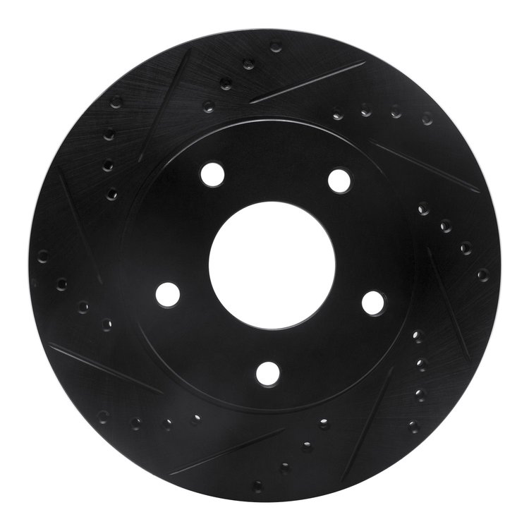 E-Line Drilled & Slotted Black Brake Rotor, 1997-2005 GM, Position: Front Left