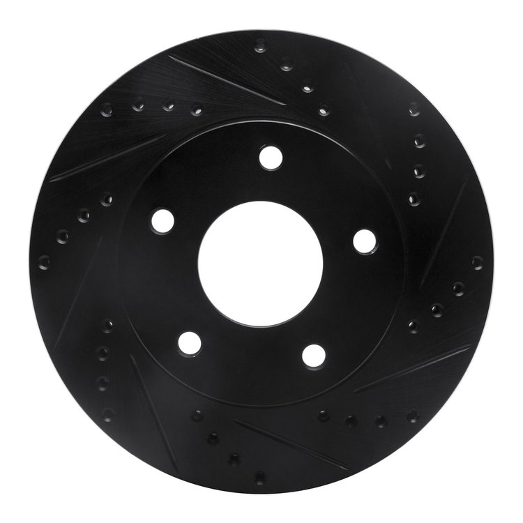 E-Line Drilled & Slotted Black Brake Rotor, 1997-2005 GM, Position: Front Right