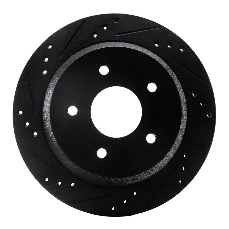 E-Line Drilled & Slotted Black Brake Rotor, 1998-2005 GM, Position: Rear Left