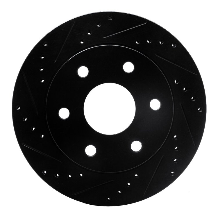E-Line Drilled & Slotted Black Brake Rotor, 1999-2008 GM, Position: Front Left