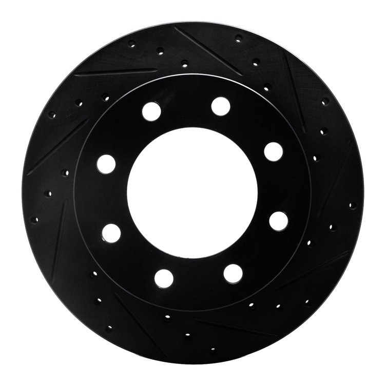 E-Line Drilled & Slotted Black Brake Rotor, 1999-2020 GM, Position: Front Right