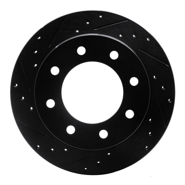 E-Line Drilled & Slotted Black Brake Rotor, Fits Select Fits Multiple Makes/Models, Position: Rear Left