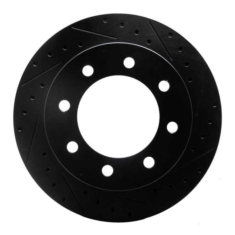 E-Line Drilled & Slotted Black Brake Rotor, 1999-2020 GM, Position: Rear Right