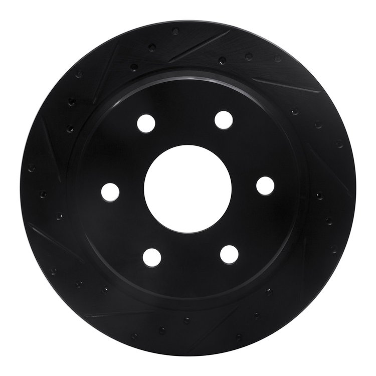 E-Line Drilled & Slotted Black Brake Rotor, 2000-2014 GM, Position: Rear Left