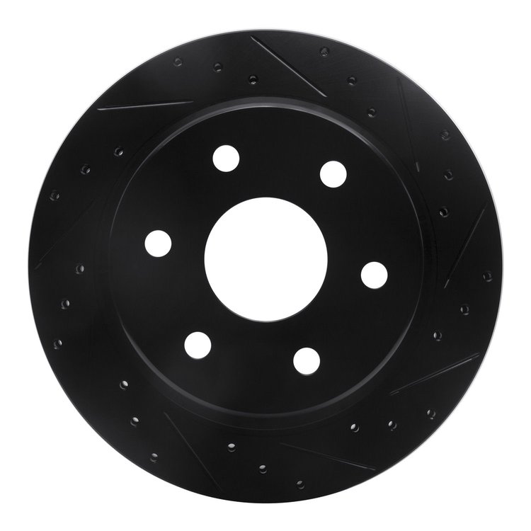 E-Line Drilled & Slotted Black Brake Rotor, 2000-2014 GM, Position: Rear Right