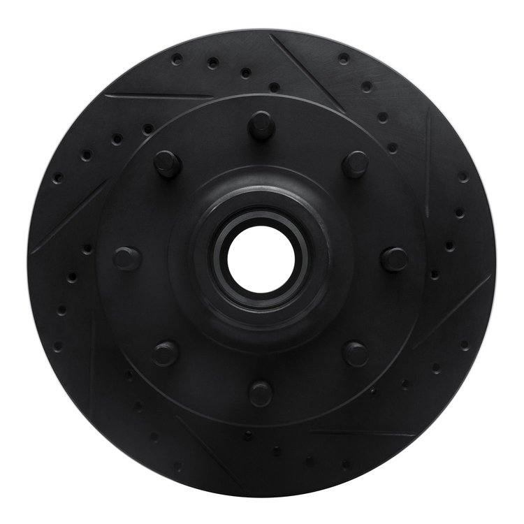 E-Line Drilled & Slotted Black Brake Rotor, 2001-2002 GM, Position: Front Right