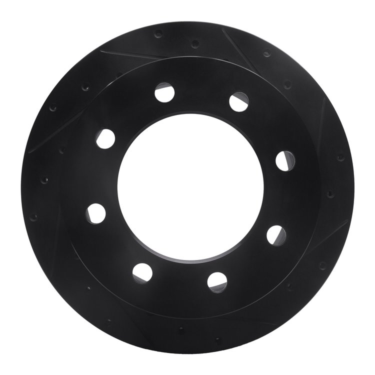 E-Line Drilled & Slotted Black Brake Rotor, 2001-2010 GM, Position: Rear Right