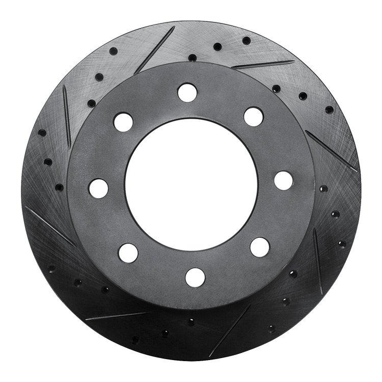 E-Line Drilled & Slotted Black Brake Rotor, 2003-2005 GM, Position: Rear Left