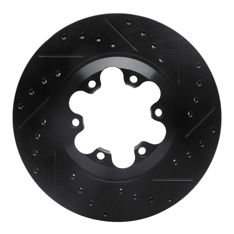 E-Line Drilled & Slotted Black Brake Rotor, 2004-2008 GM, Position: Front Right