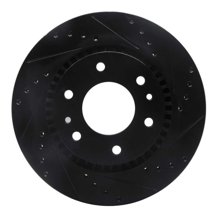 E-Line Drilled & Slotted Black Brake Rotor, 2006-2009 GM, Position: Front Right
