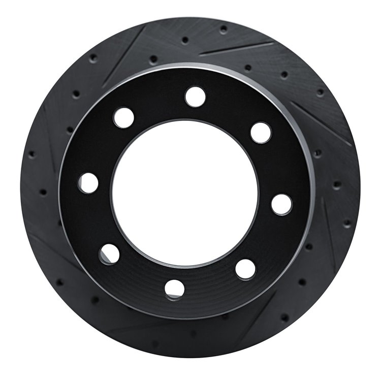 E-Line Drilled & Slotted Black Brake Rotor, 2009-2020 GM, Position: Rear Left