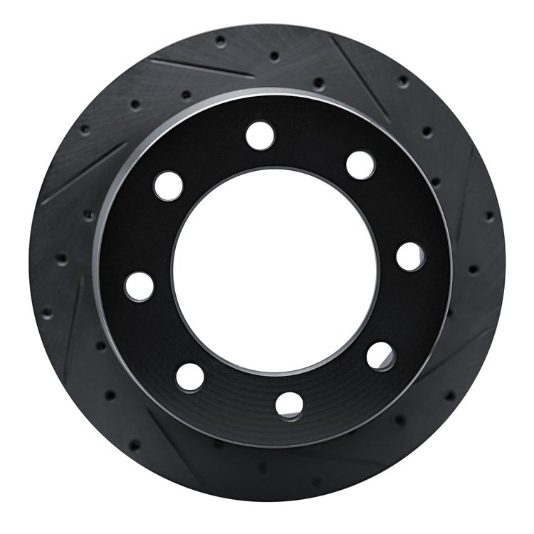 E-Line Drilled & Slotted Black Brake Rotor, 2009-2020 GM, Position: Rear Right