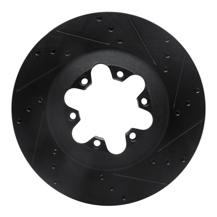 E-Line Drilled & Slotted Black Brake Rotor, 2009-2012 GM, Position: Front Right