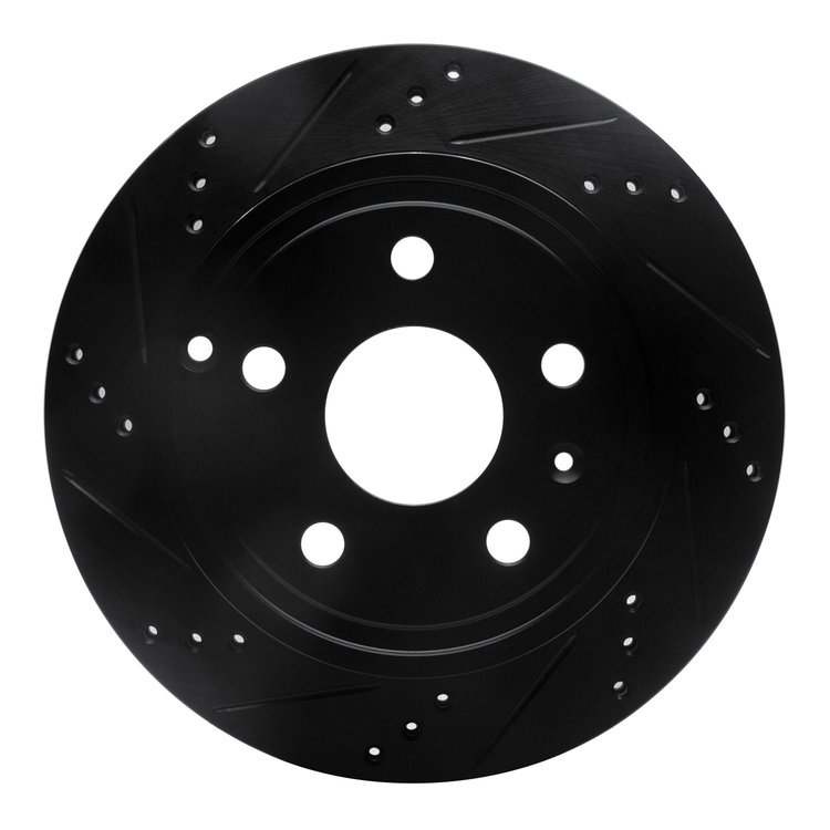 E-Line Drilled & Slotted Black Brake Rotor, 2010-2017 GM, Position: Rear Left