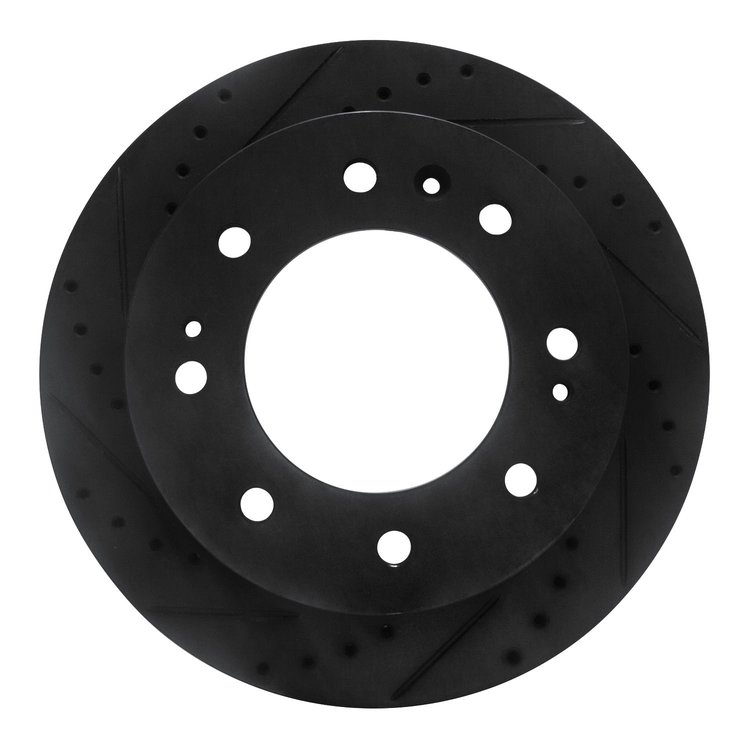 E-Line Drilled & Slotted Black Brake Rotor, Fits Select GM, Position: Front Left
