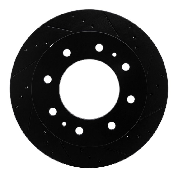 E-Line Drilled & Slotted Black Brake Rotor, Fits Select GM, Position: Rear Right