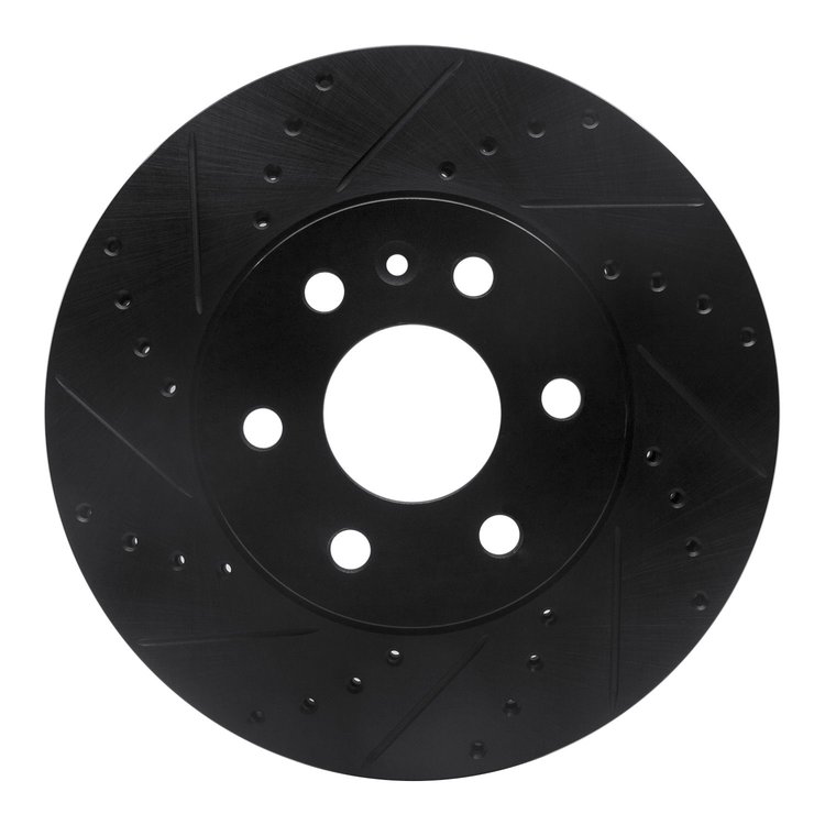 E-Line Drilled & Slotted Black Brake Rotor, 2015-2020 GM, Position: Front Left