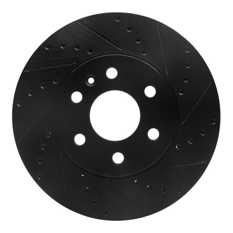 E-Line Drilled & Slotted Black Brake Rotor, 2015-2020 GM, Position: Front Right