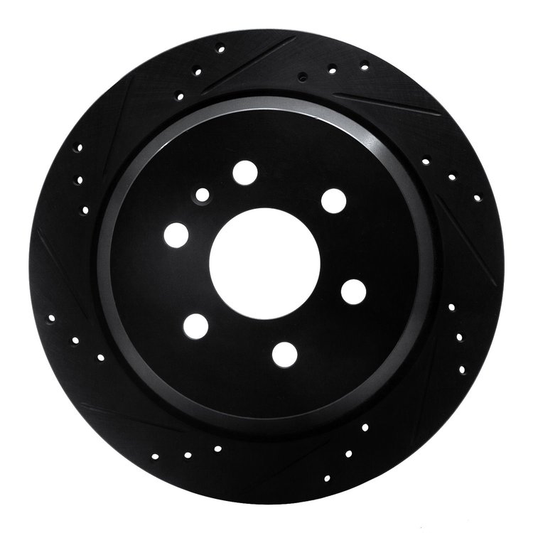E-Line Drilled & Slotted Black Brake Rotor, 2015-2020 GM, Position: Rear Left