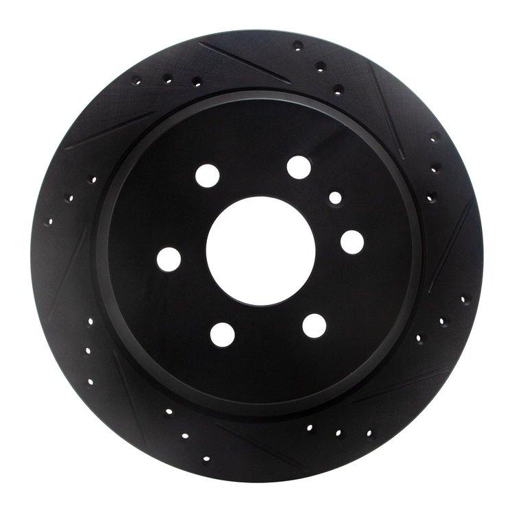 E-Line Drilled & Slotted Black Brake Rotor, 2015-2020 GM, Position: Rear Right