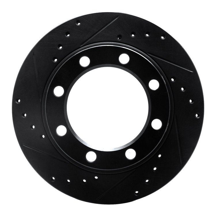 E-Line Drilled & Slotted Black Brake Rotor, 1971-1991 Fits Multiple Makes/Models, Position: Front Left